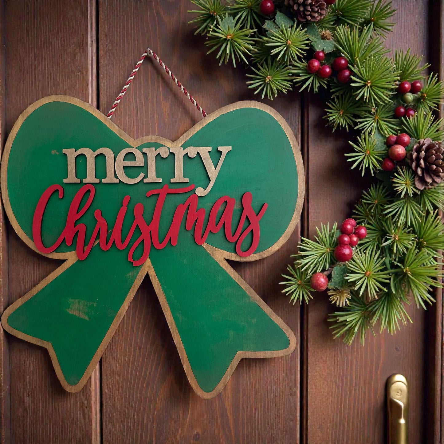 Merry Christmas Bow Door hanger