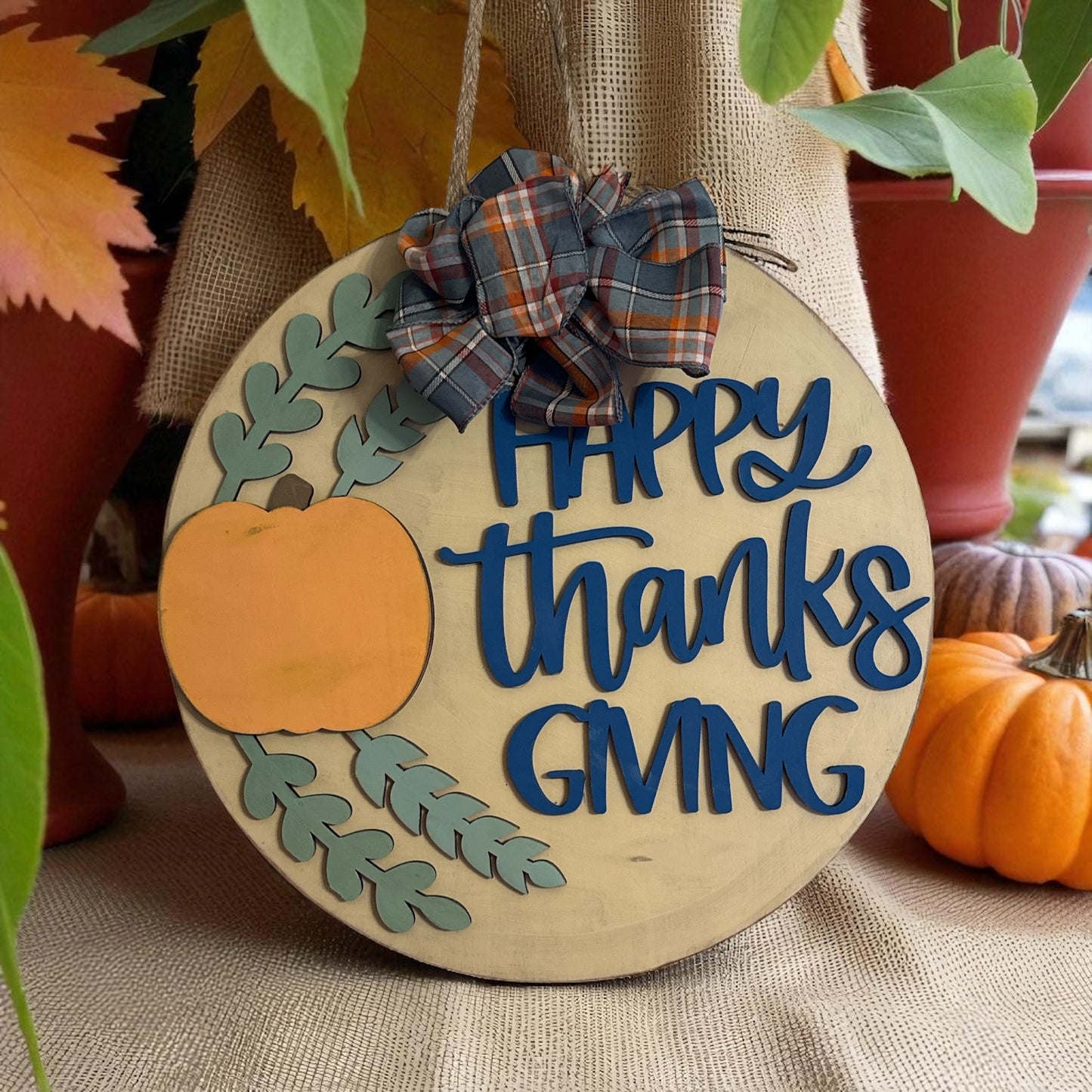Happy thanksgiving Round Door Hanger