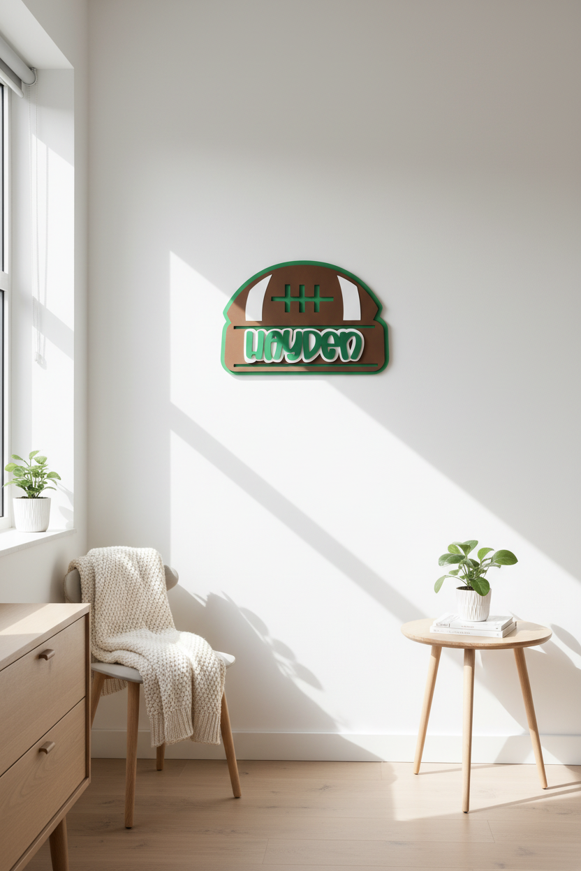 Football Custom Sports Sign - Personalized with Name, Perfect for Kid's room or Man cave