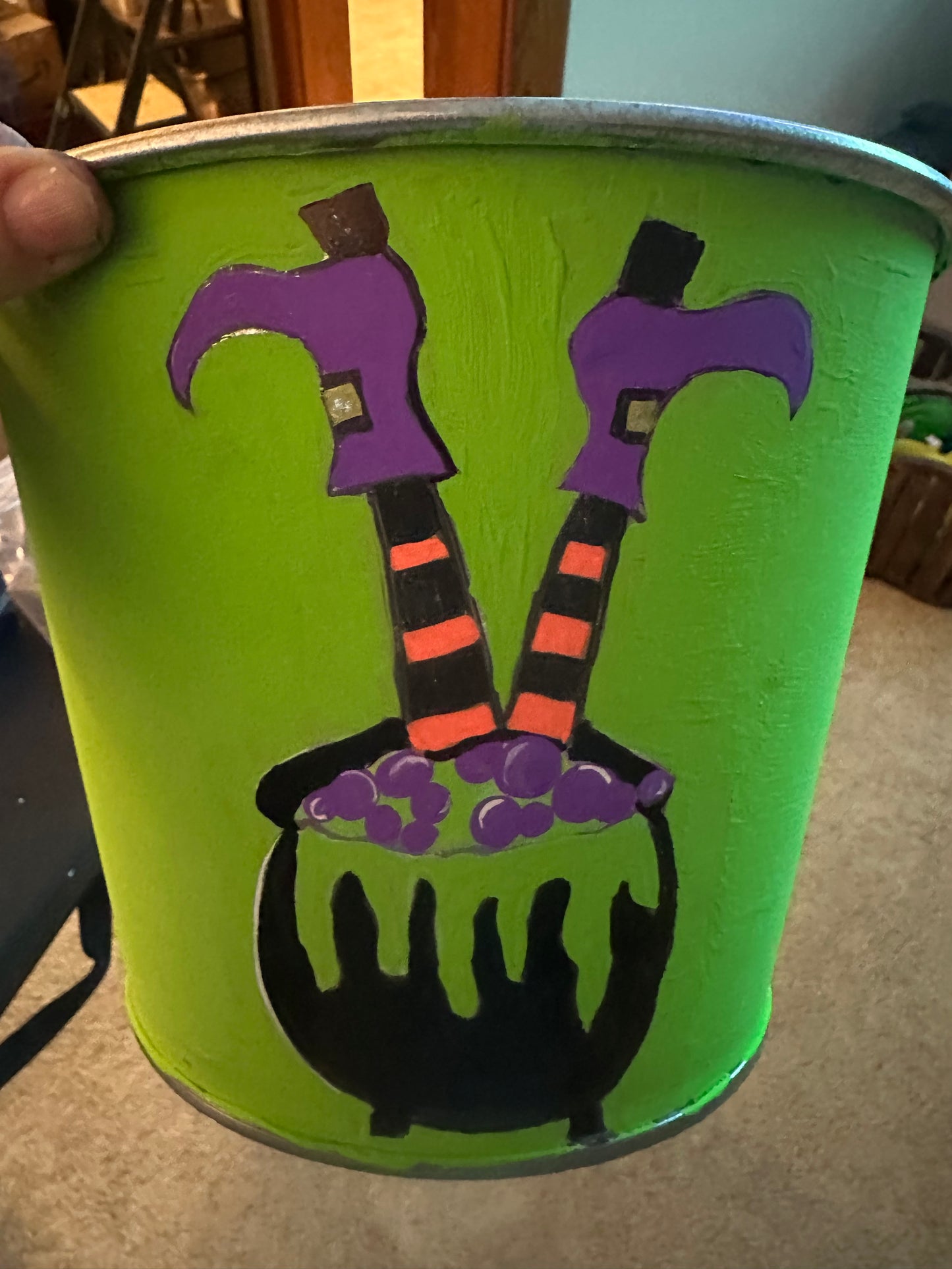 Unique Metal Halloween Bucket – Perfect for Trick-or-Treating or Décor