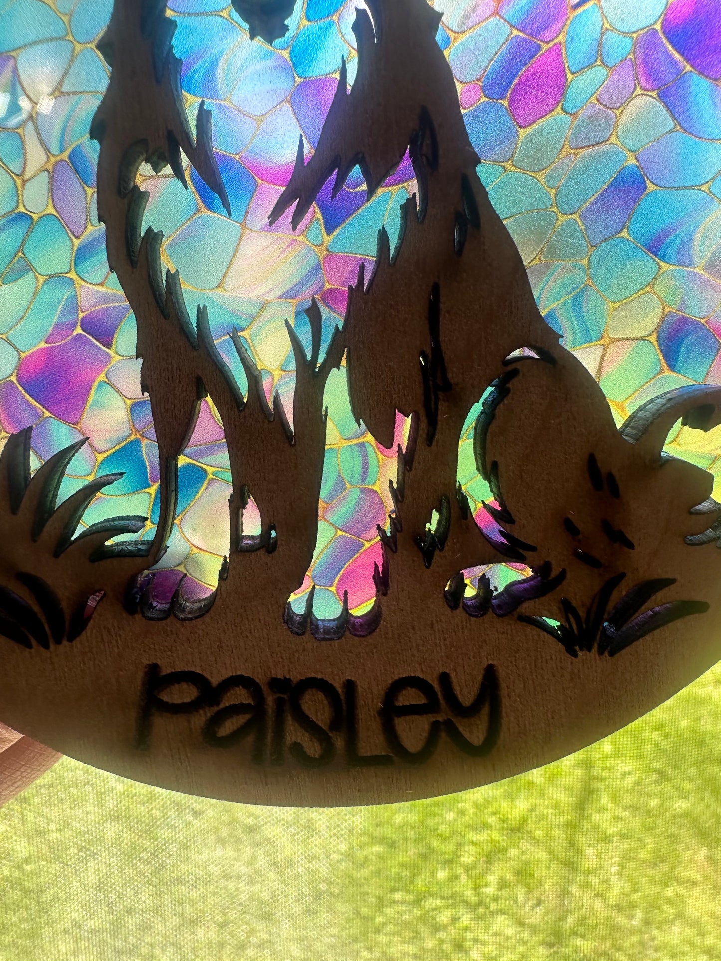 Handmade Pet/Pet Memorial Wood Suncatcher | Laser Cut Window Decor | Personalized Gift | Iowa Made