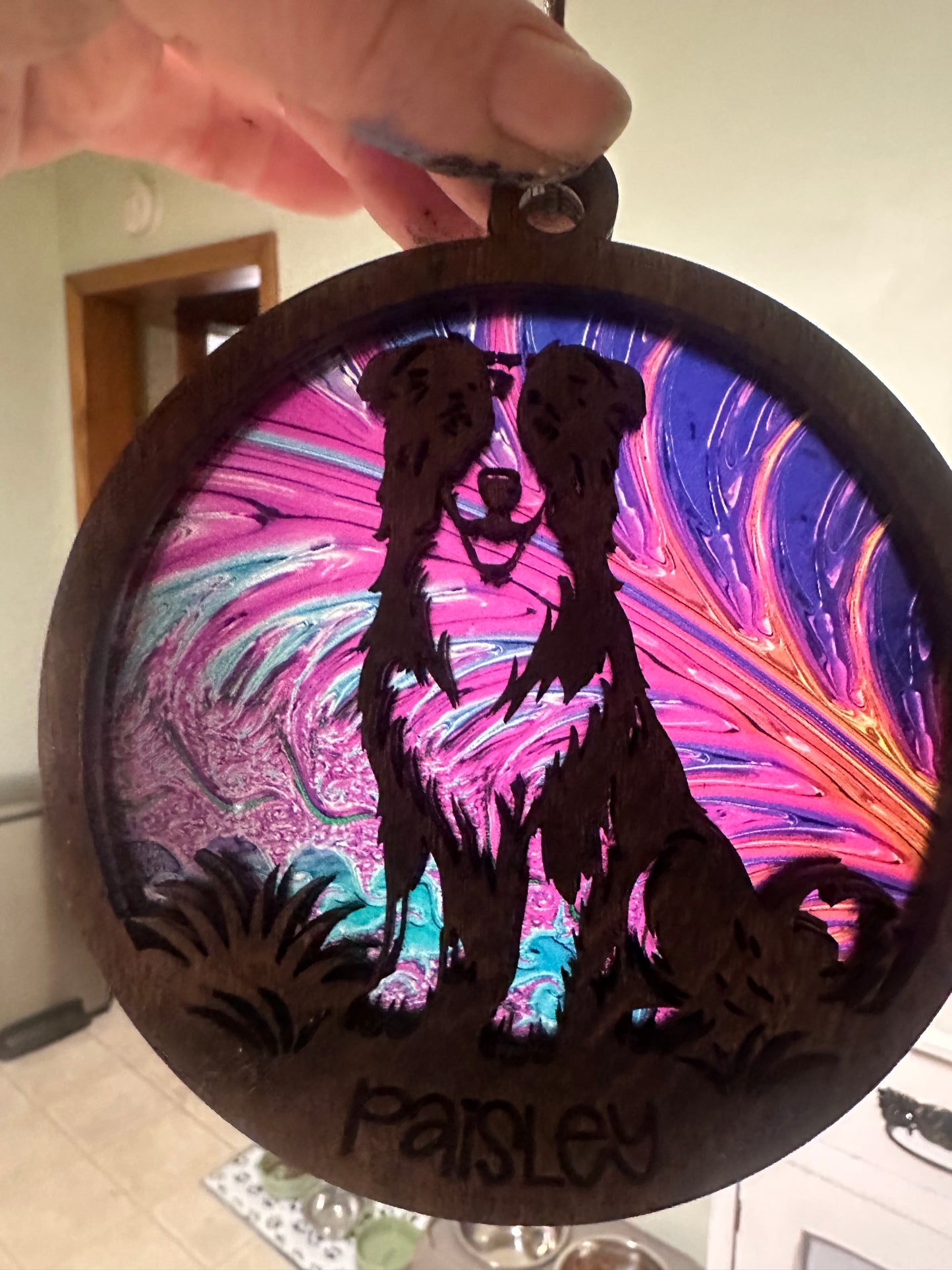 Handmade Pet/Pet Memorial Wood Suncatcher | Laser Cut Window Decor | Personalized Gift | Iowa Made