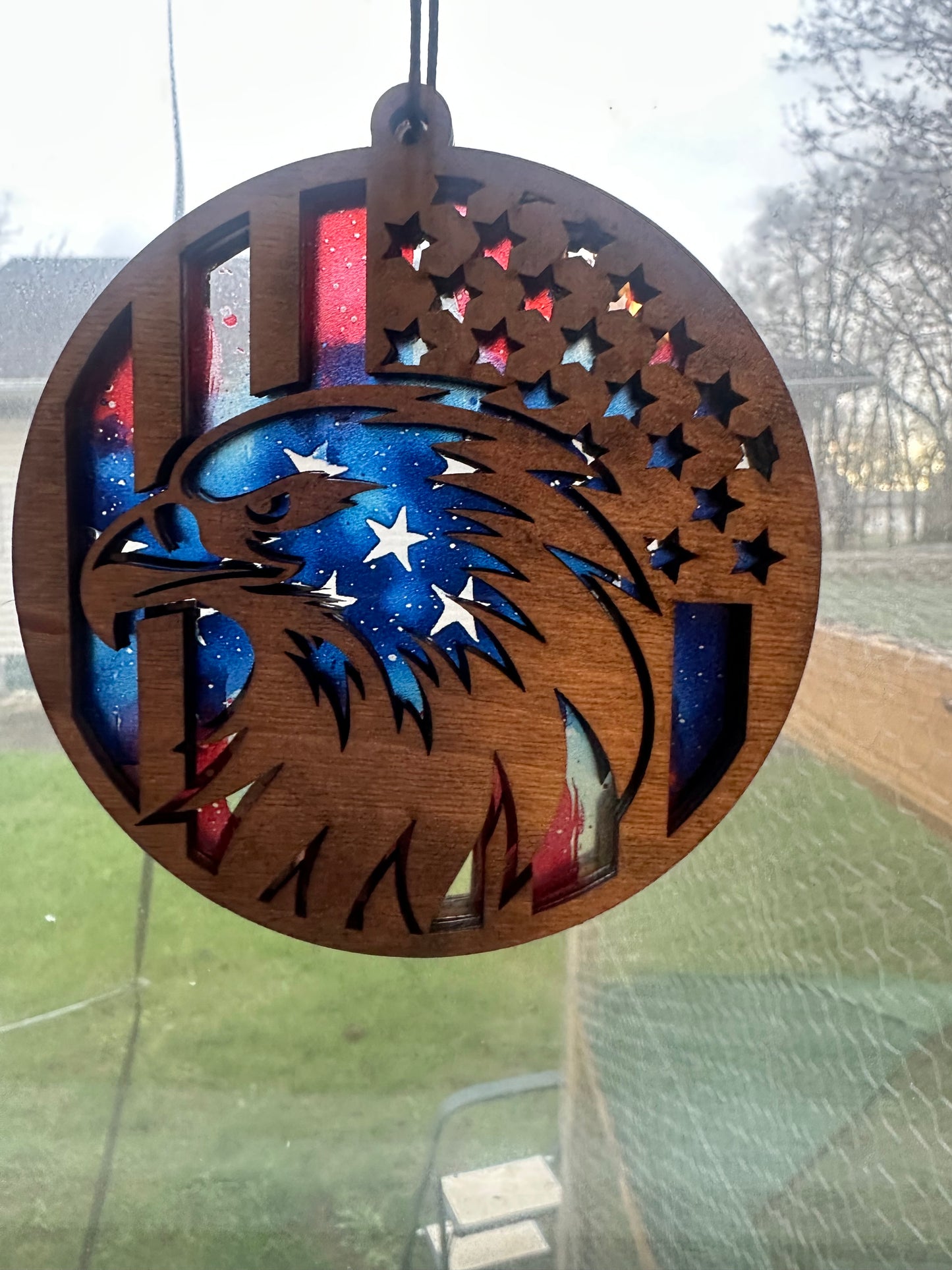 Military Themed Suncatcher | Patriotic Window Decor | Veteran Gift | Wood & Acrylic Sun Catcher