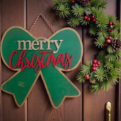 Merry Christmas Bow Door hanger