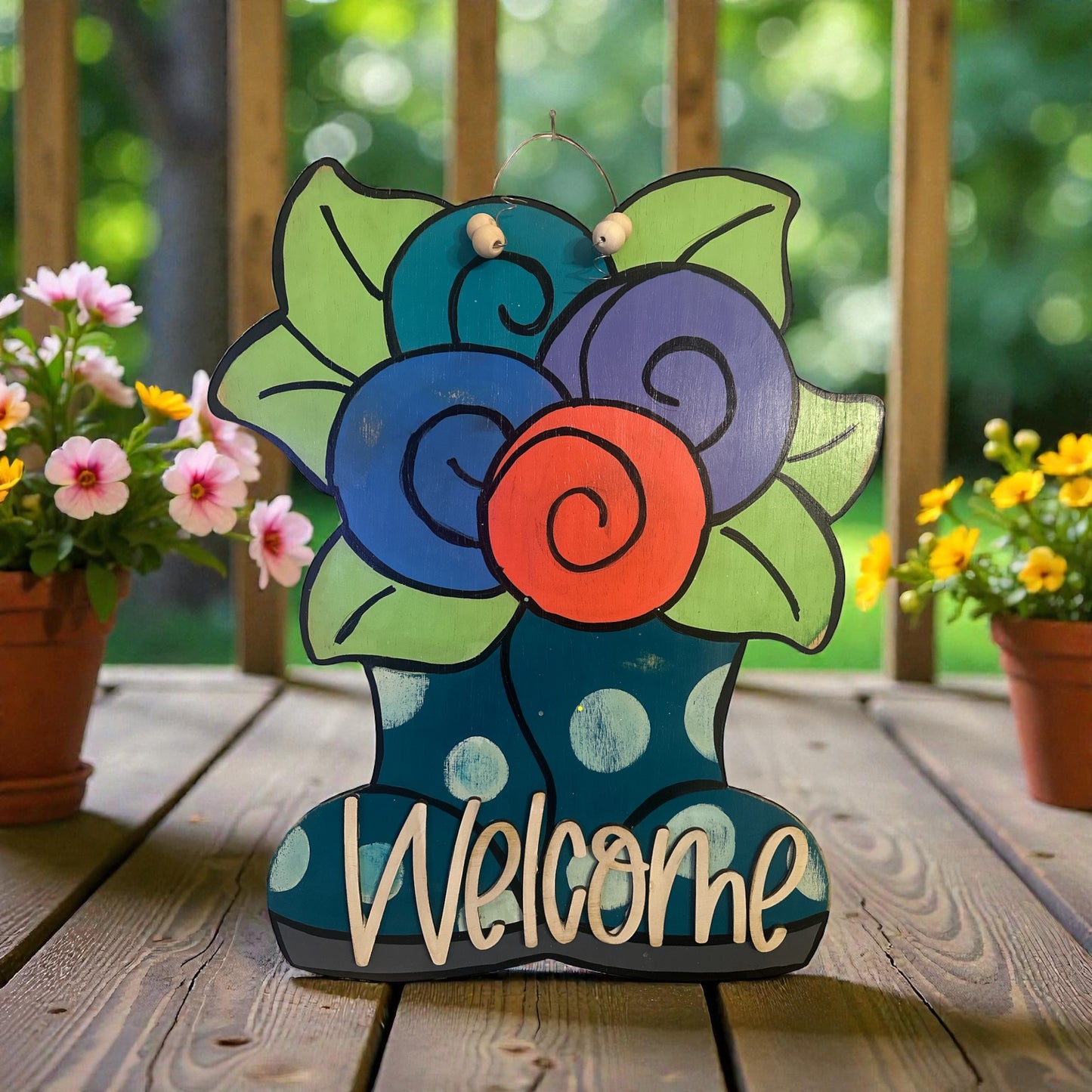 Spring Wooden Sign – Handmade Farmhouse Spring Decor | Floral Seasonal Home Sign