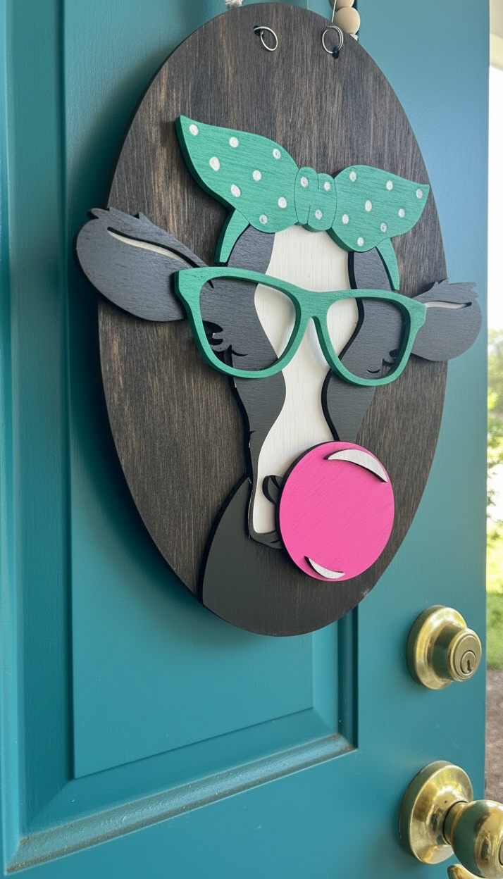 Vintage hand-painted wood door hangers, made to order in Iowa. Choose from fun farmhouse, sassy, and seasonal designs — perfect for porch or gift.