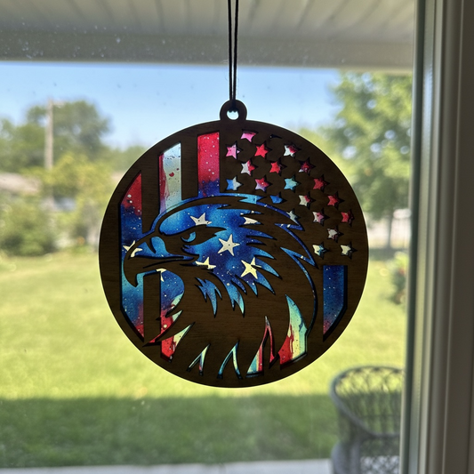 Military Themed Suncatcher | Patriotic Window Decor | Veteran Gift | Wood & Acrylic Sun Catcher