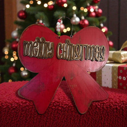 Merry Christmas Bow Door hanger