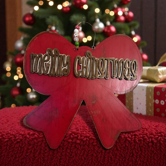 Merry Christmas Bow Door hanger