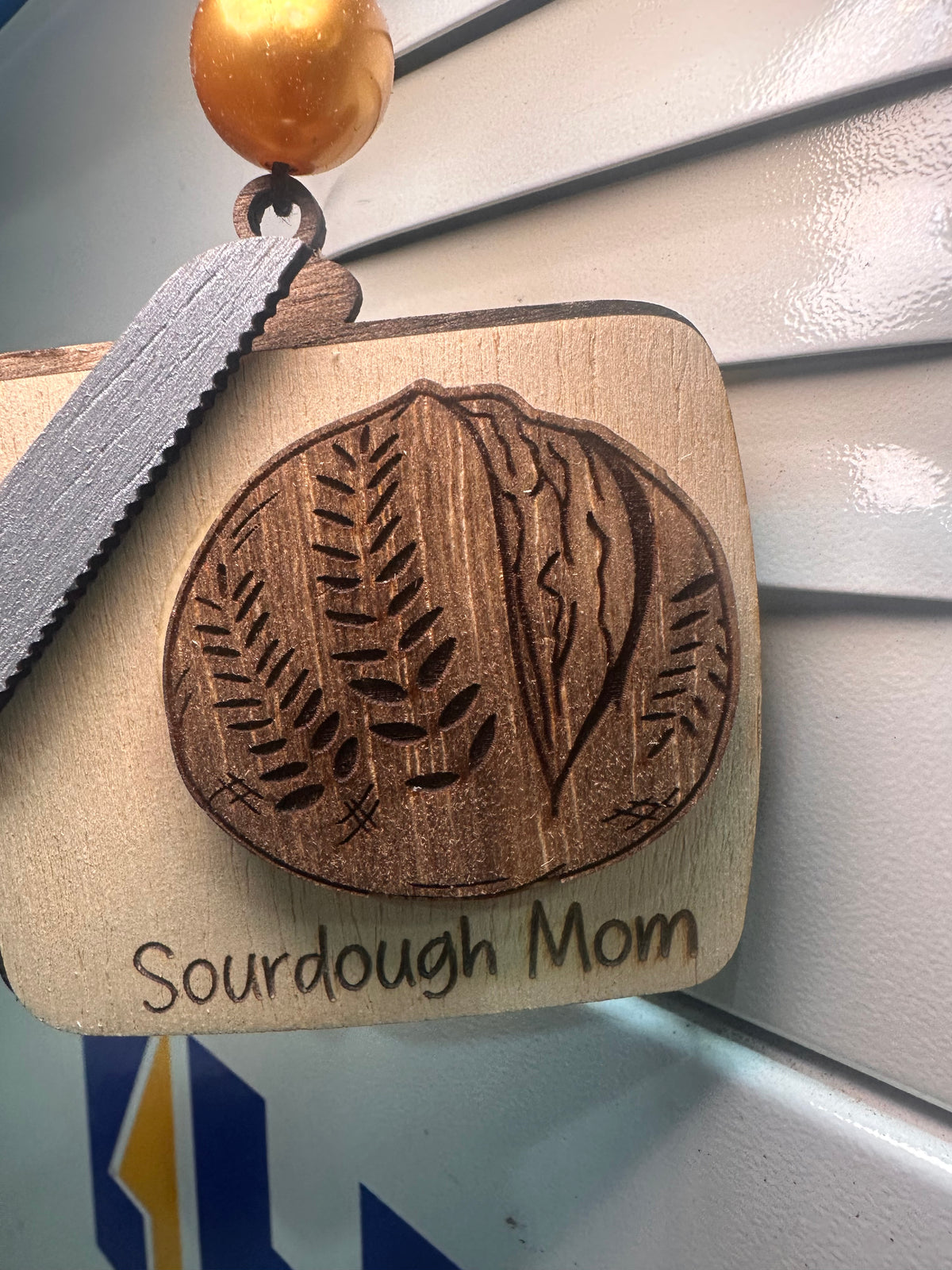 Sourdough Mom Wooden ornament,Rustic Bread Hanging Ornament, car charm