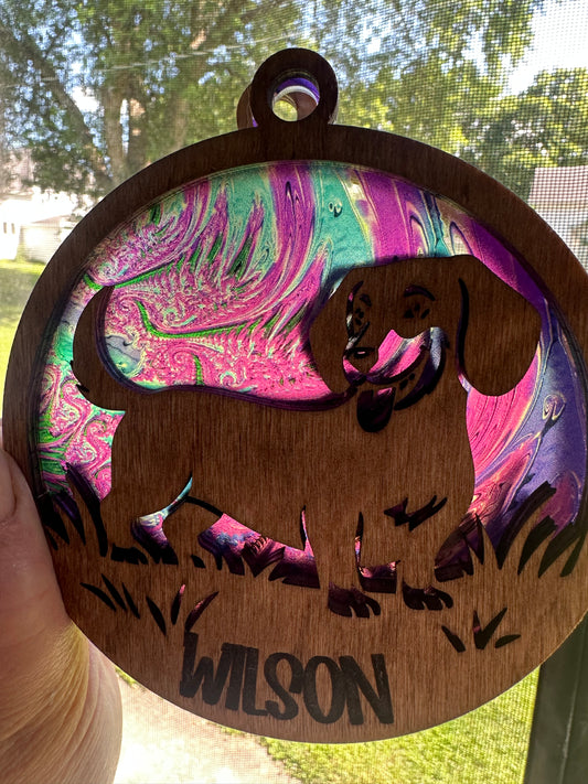 Handmade Pet/Pet Memorial Wood Suncatcher | Laser Cut Window Decor | Personalized Gift | Iowa Made
