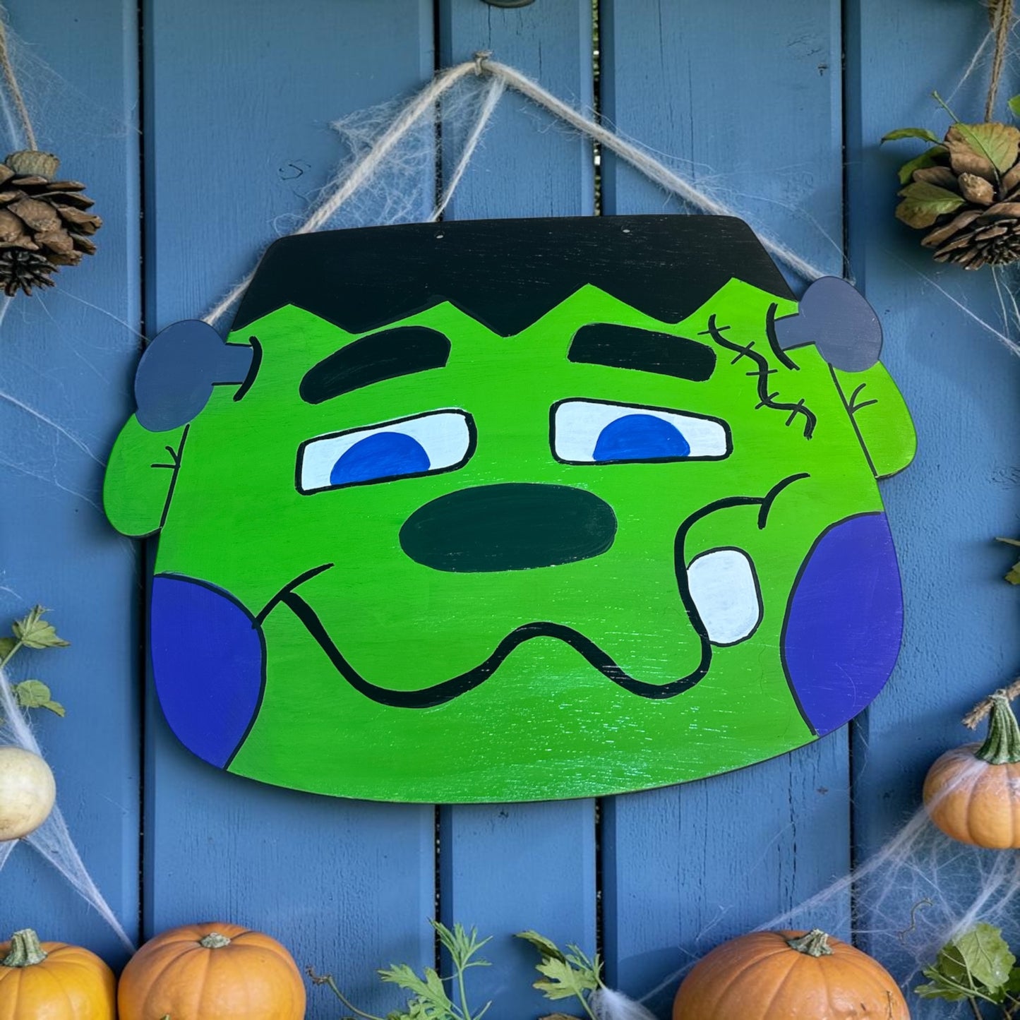Mr and Mrs Frankenstein Door Hanger Set | Hand Painted Halloween Wood Sign | Double Door Decor | Handmade Iowadmade Iowa