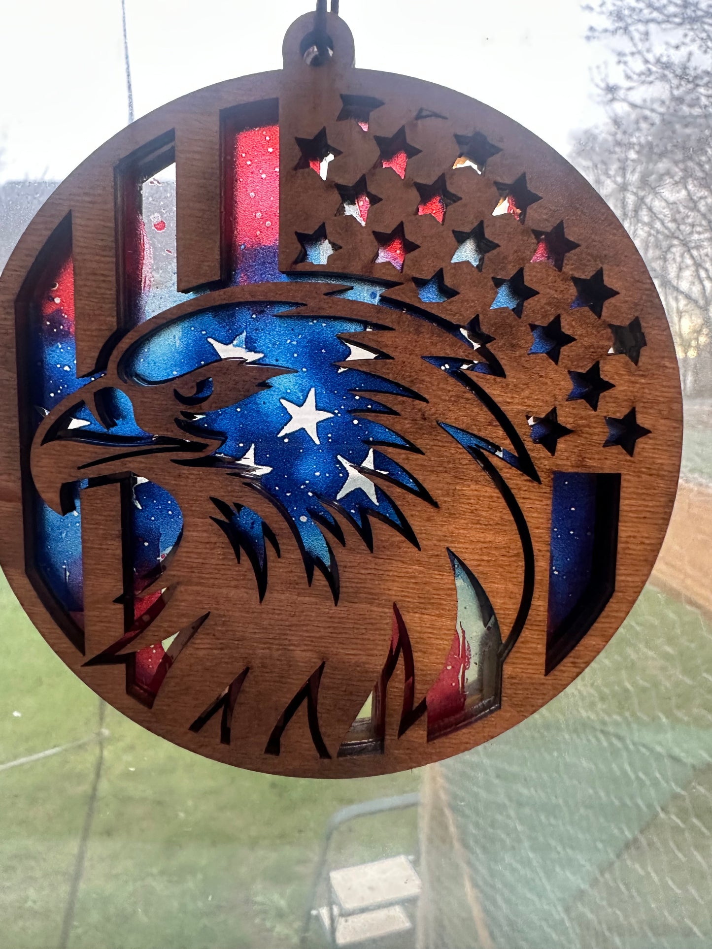 Military Themed Suncatcher | Patriotic Window Decor | Veteran Gift | Wood & Acrylic Sun Catcher