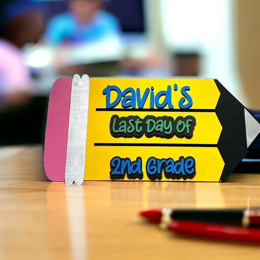 Interchangeable First and Last Day of School Sign | Personalized Pencil Door Sign | Pre-K to 8th Grade | Handmade Iowa