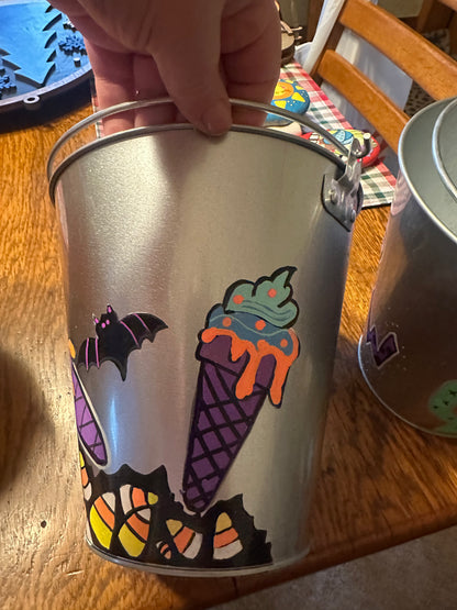 Unique Metal Halloween Bucket – Perfect for Trick-or-Treating or Décor