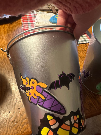 Unique Metal Halloween Bucket – Perfect for Trick-or-Treating or Décor