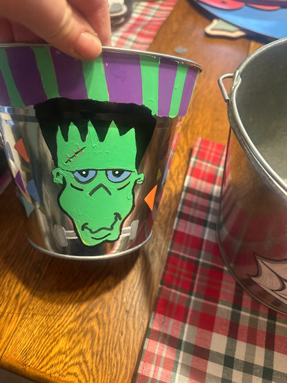 Unique Metal Halloween Bucket – Perfect for Trick-or-Treating or Décor