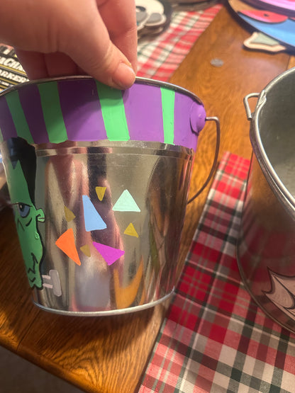 Unique Metal Halloween Bucket – Perfect for Trick-or-Treating or Décor