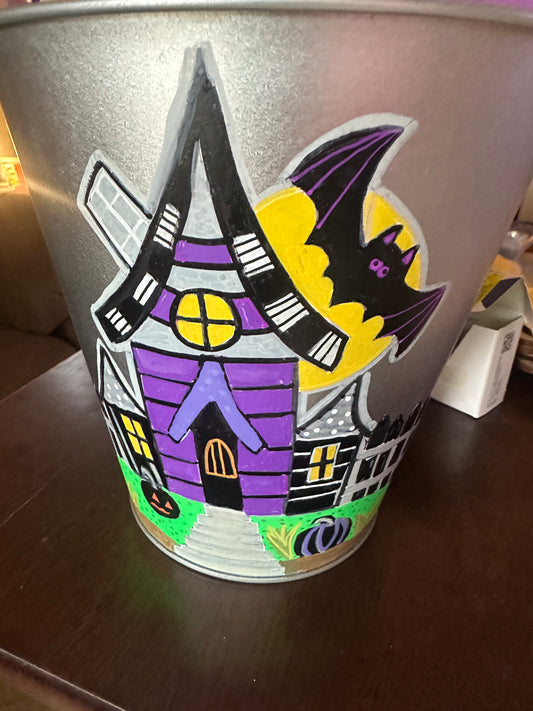 Unique Metal Halloween Bucket – Perfect for Trick-or-Treating or Décor