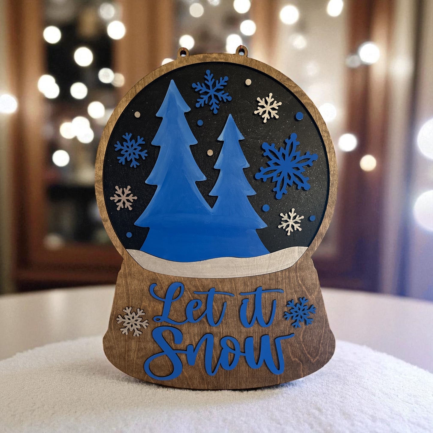 Large Wooden Snowglobe Door Hanger – Rustic Christmas Front Door Decor | Personalized Holiday Porch Sign