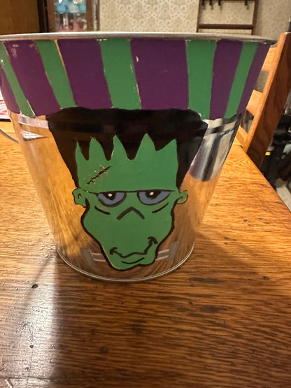 Unique Metal Halloween Bucket – Perfect for Trick-or-Treating or Décor