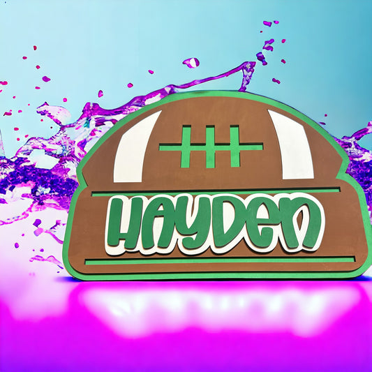 Football Custom Sports Sign - Personalized with Name, Perfect for Kid's room or Man cave