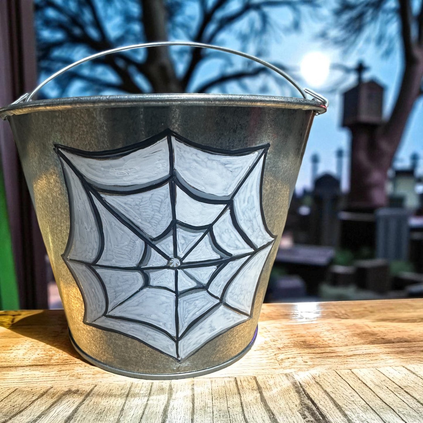 Unique Metal Halloween Bucket – Perfect for Trick-or-Treating or Décor