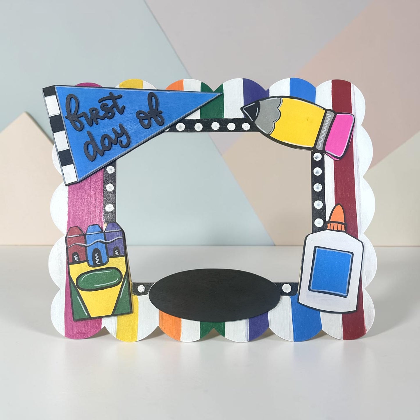 First Day & Last Day of School Photo Prop Sign | Interchangeable Flags & Chalkboard