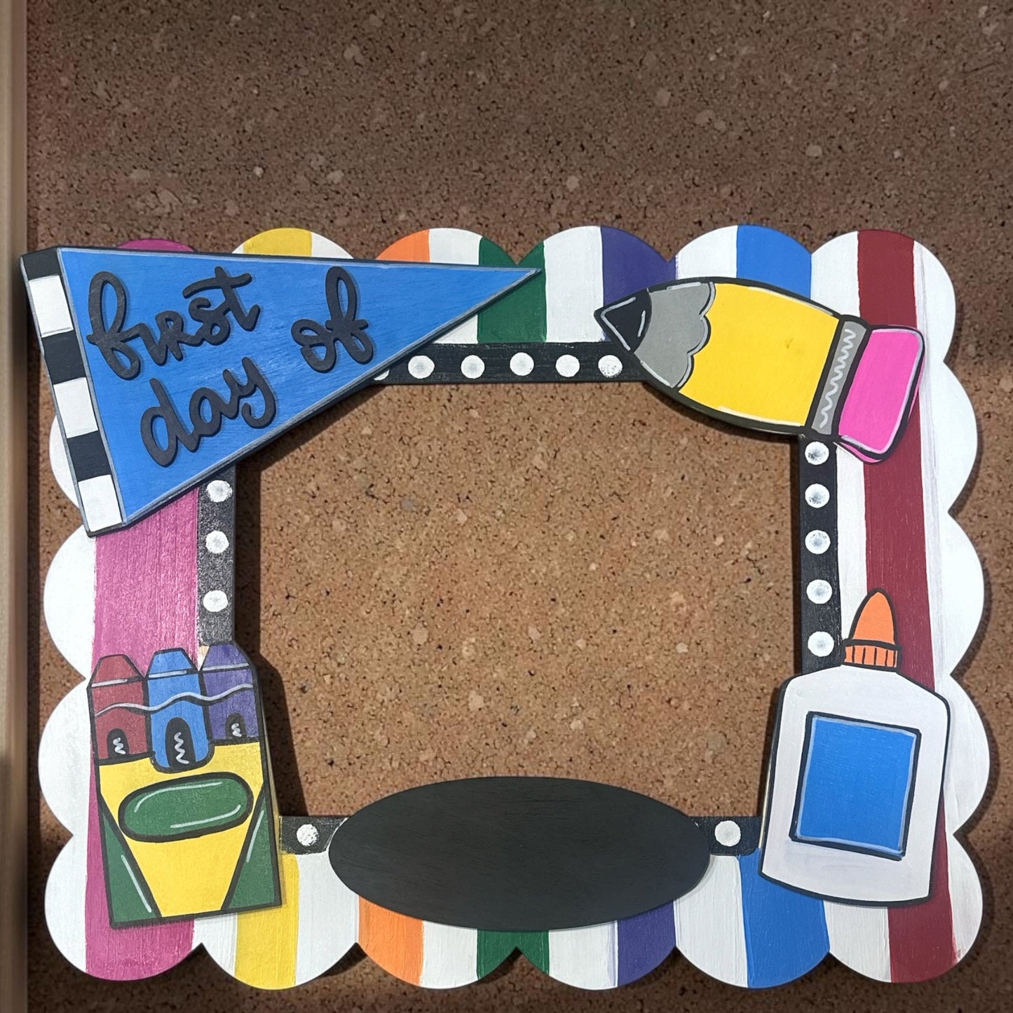 First Day & Last Day of School Photo Prop Sign | Interchangeable Flags & Chalkboard