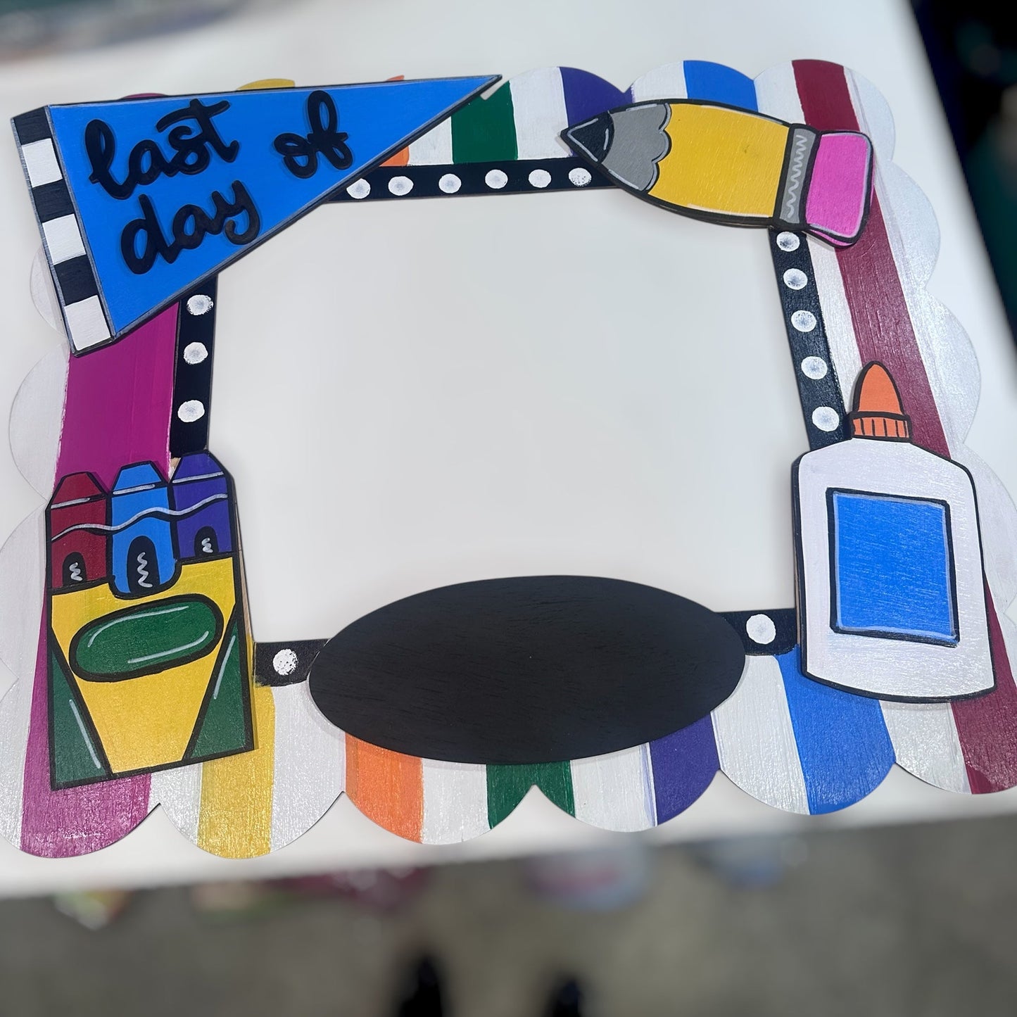 First Day & Last Day of School Photo Prop Sign | Interchangeable Flags & Chalkboard