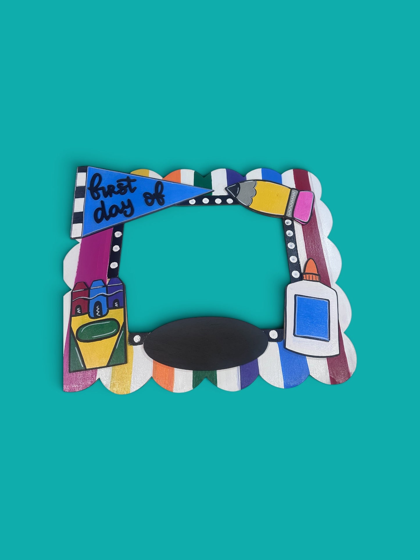 First Day & Last Day of School Photo Prop Sign | Interchangeable Flags & Chalkboard