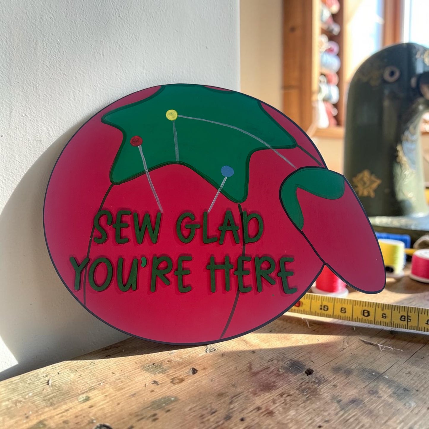 Vintage hand-painted wood door hangers, made to order in Iowa. Choose from fun farmhouse, sassy, and seasonal designs — perfect for porch or gift.