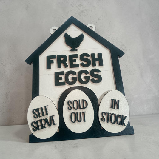 Double Sided Farm Eggs Sign with Magnetic Interchangeable Tags | Fresh Eggs Stand Sign