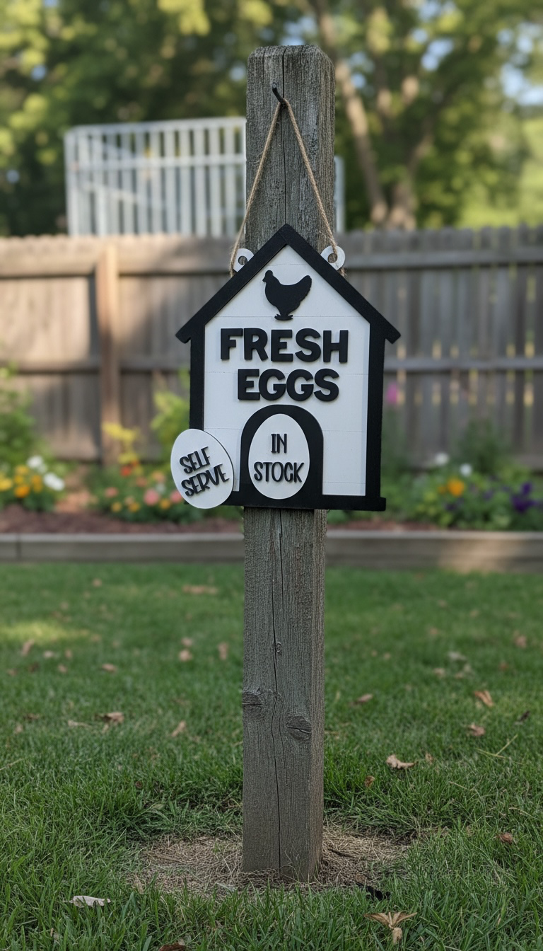 Double Sided Farm Eggs Sign with Magnetic Interchangeable Tags | Fresh Eggs Stand Sign