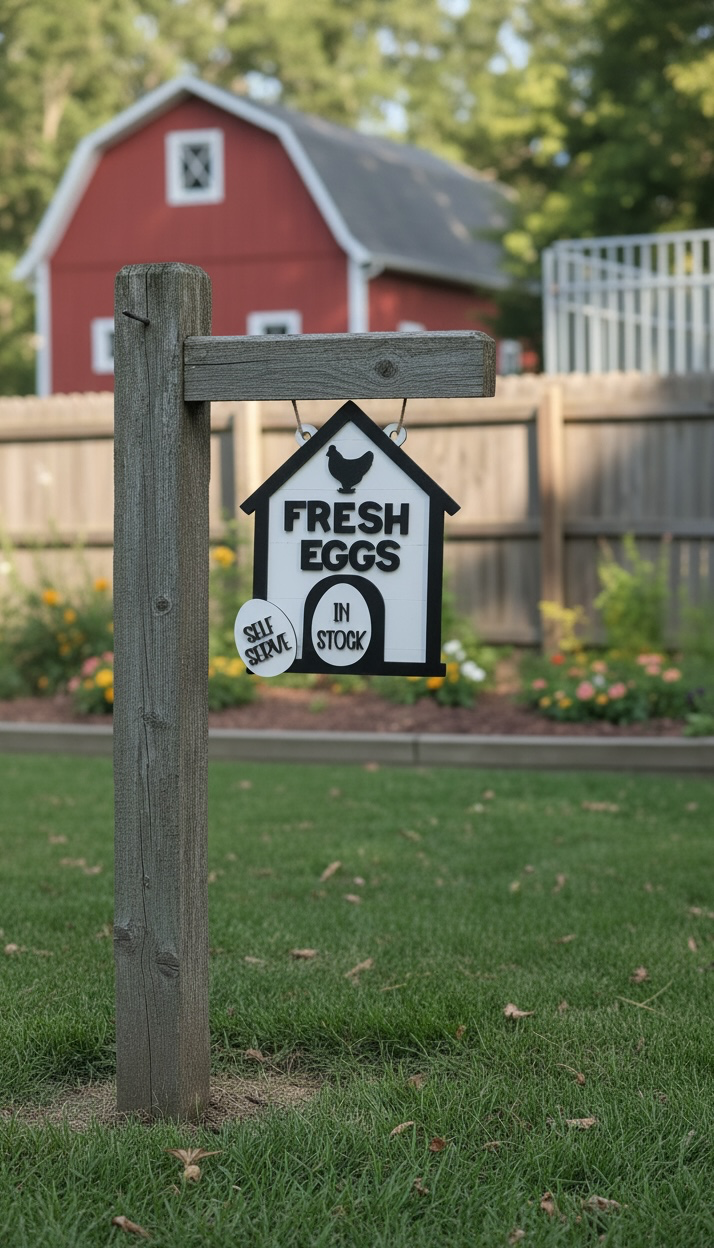 Double Sided Farm Eggs Sign with Magnetic Interchangeable Tags | Fresh Eggs Stand Sign