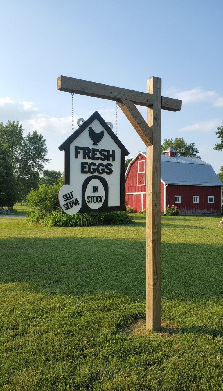 Double Sided Farm Eggs Sign with Magnetic Interchangeable Tags | Fresh Eggs Stand Sign