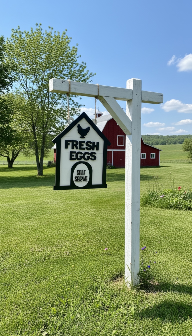 Double Sided Farm Eggs Sign with Magnetic Interchangeable Tags | Fresh Eggs Stand Sign