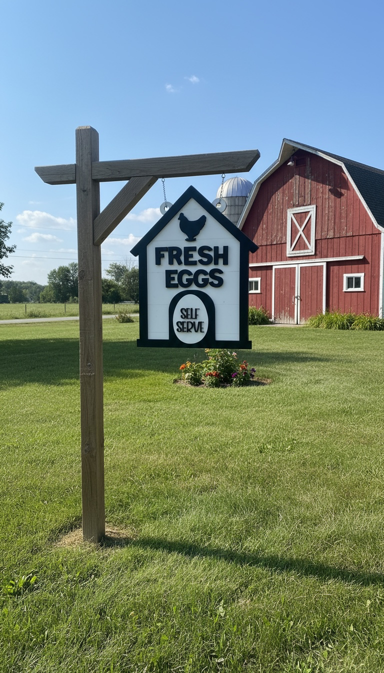 Double Sided Farm Eggs Sign with Magnetic Interchangeable Tags | Fresh Eggs Stand Sign