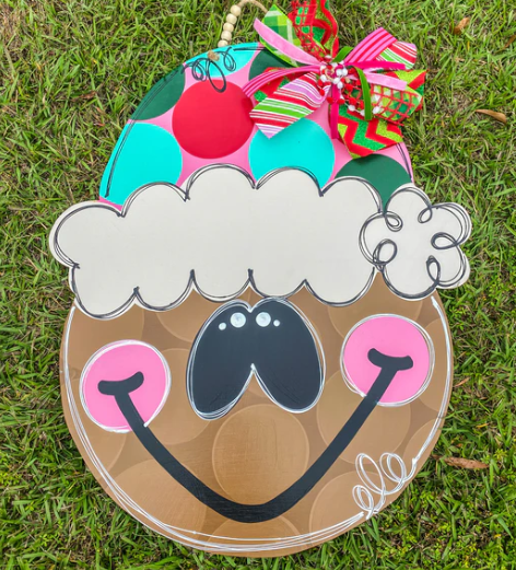 Gingerbread Door Hanger | Hand Painted Christmas Wood Sign | Christmas Porch Decor Iowa